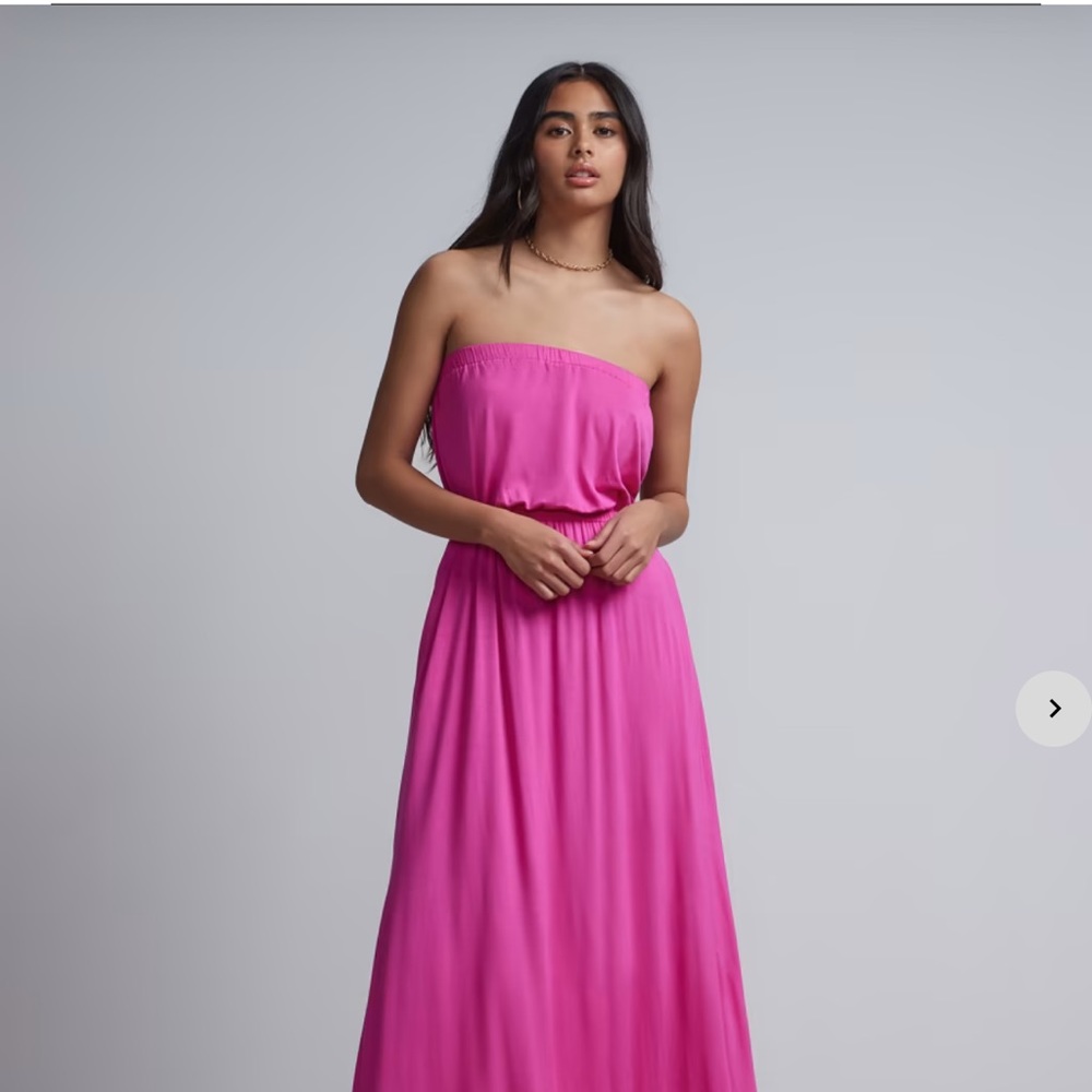 New New York & Co Strapless Side Slit Maxi Dress XXL pink